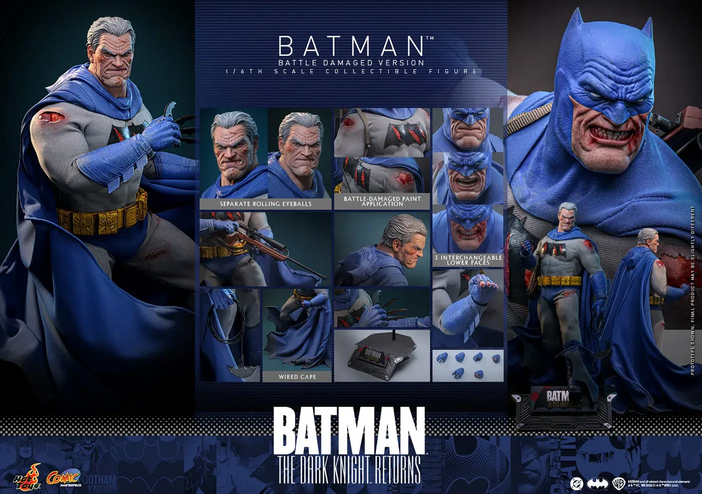 Batman: The Dark Knight Returns Batman (Battle Damaged Version) 1/6th Scale Collectible Figure - Image 13